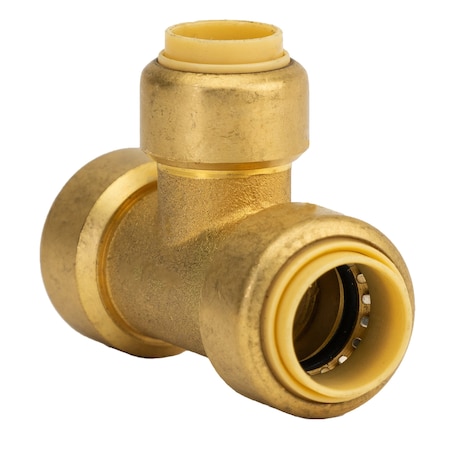 Quickfitting 1/2in Push-to-Connect x 1/2in Push-to-Connect x 3/8in Push-to-Connect Brass Reducing Tee Fitting LF8014R
